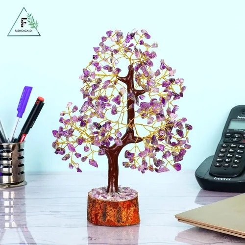 Vista 2 de FASHIONZAADI Árbol de cristal de amatista, decoración de amatista para energía positiva, decoración de piedra curativa, regalos curativos
