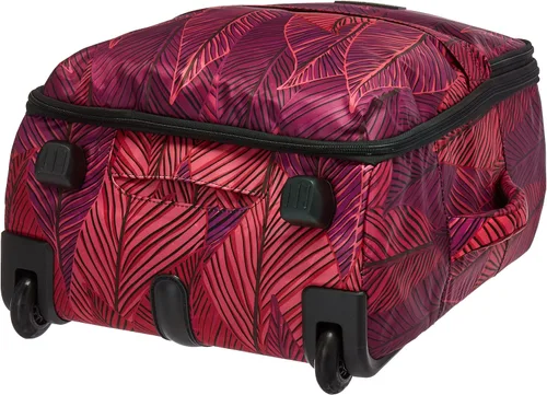 Vista 4 de Vera Bradley Maleta plegable Softside para mujer, Hojas De Plátano Fucsia, Maleta plegable con ruedas Softside
