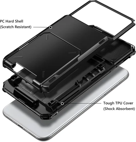 Vista 3 de Vofolen Funda protectora para iPhone 11, 4 tarjetas, ranura para identificación, puerta abatible, bolsillo oculto, antiarañazos, doble capa