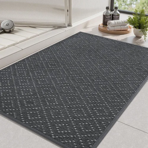 Vista 14 de AMOAMI Tapete de baño fino, súper absorbente, antideslizante, parte trasera de goma, tapetes de baño para baño, secado rápido, superficie