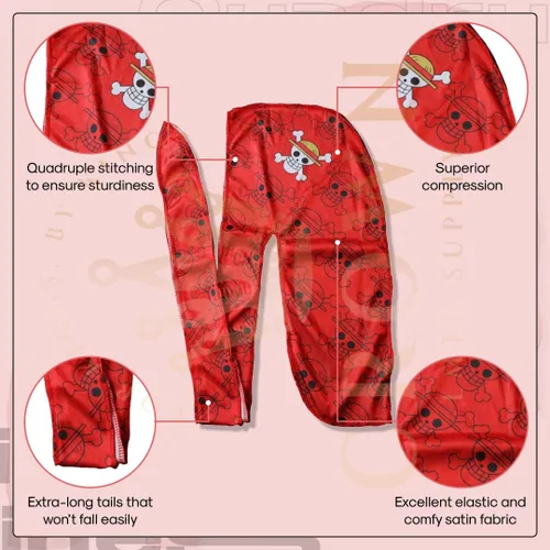 Vista 89 de Art Silky Durag con colas largas y anchas, durags de tela de seda suave satinada para mayor comodidad y compresión
