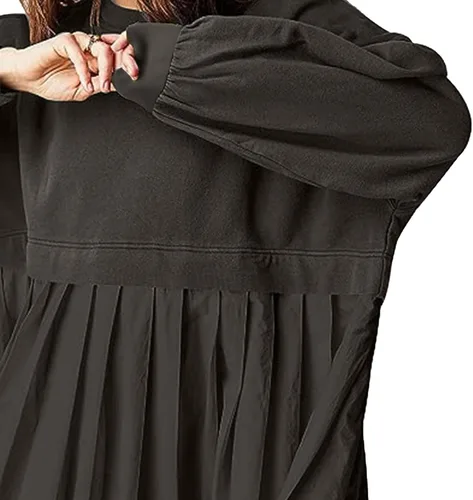 Vista 3 de Womens Oversized Sweatshirt Dress 2023 Fall Fashion Long Sleeve Pullover Tops Relaxed Fit Sweatshirts Mini Dress