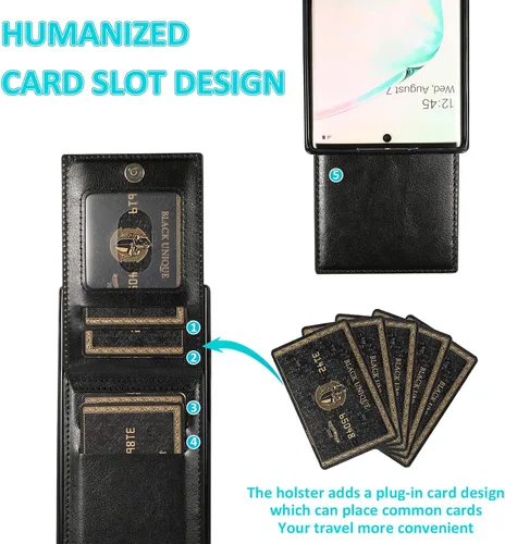 Vista 4 de Funda de teléfono para Samsung Galaxy Note 10 Plus Glaxay Note10+ 5G con protector de pantalla de vidrio templado, soporte para tarjeta de crédito