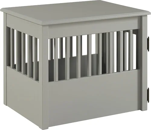 Vista 2 de BarkWood Pet Crate - Mesa auxiliar con acabado gris