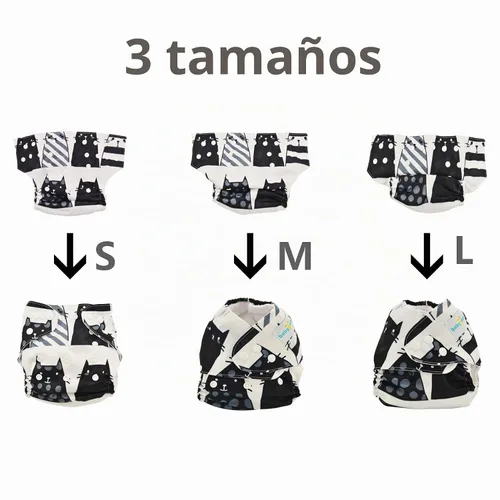 Vista 5 de Pañales de tela reutilizables, ajustables, 6 piezas más 6 plantillas