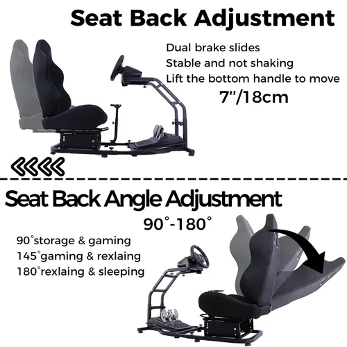 Vista 3 de Hottoby Driving Wheel Stand Racing Cockpit with Racing Seat Fit for PCXboxPS4 Racing Simulator Stand for Logitech G25 G27 G29 G920 G923 Thrustmaster