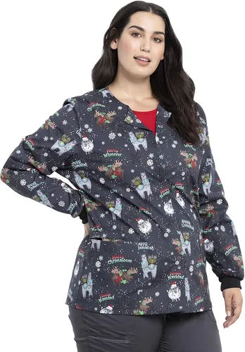 Vista 6 de Cherokee Impresiones Mujeres Calentamiento Scrubs Chaqueta Snap Front CK301