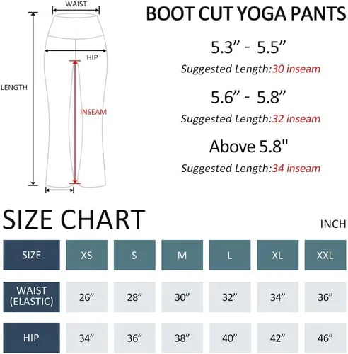 Vista 6 de SVALIY Leggings acampanados para mujer, pantalones de yoga plegables para mujer, corte de bota, pantalones de entrenamiento