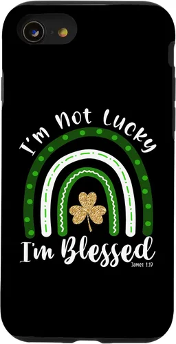 Vista 13 de iPhone 15 St Patricks day I'm not Lucky I'm Blessed Rainbow - Funda para mujer