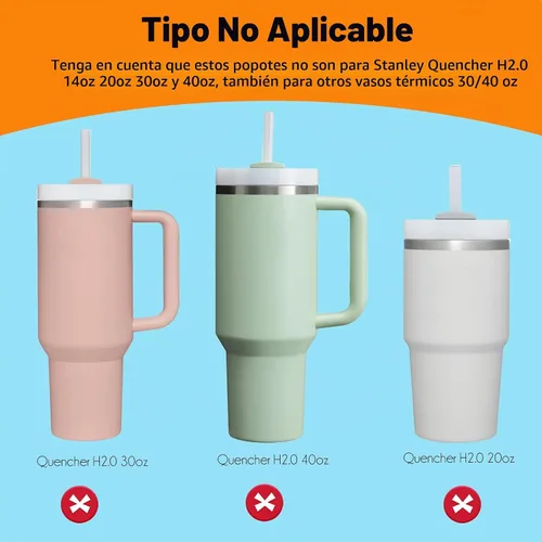 Vista 9 de ALINK - Paquete de 6 popotes de acero inoxidable compatibles con el vaso Stanley Iceflow de 20 onzas con tapa abatible, popotes metálicos