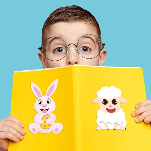 Vista 5 de Joy Bang 30 hojas de calcomanías de Pascua para niños, manualidades de Pascua, juegos, actividades, haz tu propio huevo de Pascua, calcomanías