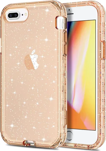 Vista 12 de Hython Funda para iPhone 8 Plus/7 Plus - Defensor resistente, carcasa rígida híbrida con purpurina brillante, cubierta de goma a prueba de golpes