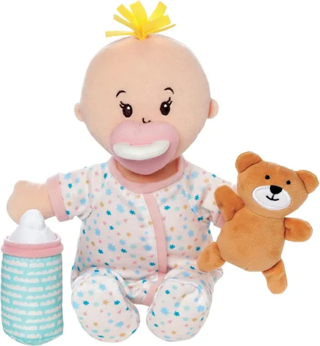 Vista 5 de Muñeca suave de hora de dormir de Manhattan Toy Wee Baby Stella, beige de 12 pulgadas.