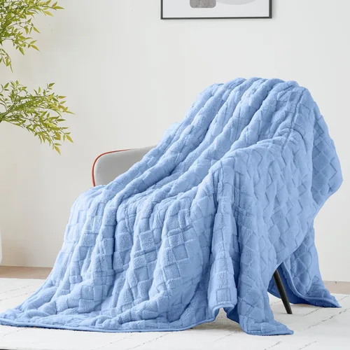 Vista 17 de Uttermara Manta pesada para adultos, manta pesada tamaño Queen con forro polar reversible de terciopelo suave y brillante y acogedor sherpa cálido