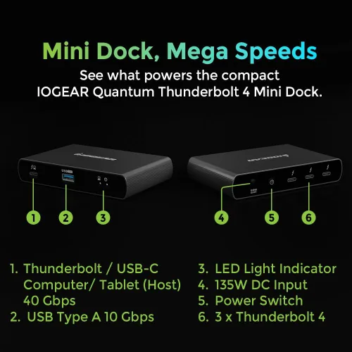 Vista 3 de IOGEAR Quantum Thunderbolt 4 MINI Dock