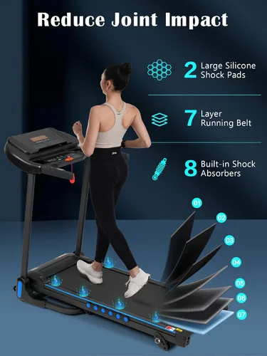 Vista 10 de Merax Cinta de correr inclinada: cinta de correr 4 en 1 con inclinación 6%, cinturón de 7 capas de capacidad de 350 libras, cintas de correr