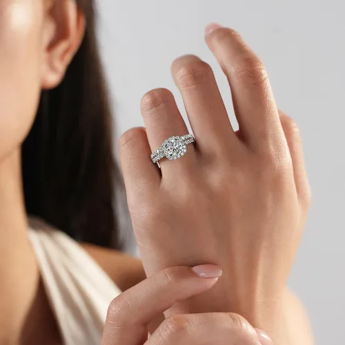 Vista 4 de YODEWA Moissanite Wedding Band for Women Half Eternity Sterling Silver Ring