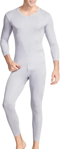 Vista 6 de Grenasasilk Set de ropa interior térmica de seda para hombre, calzoncillos largos de seda de Mulberry, ropa interior térmica con cuello en V