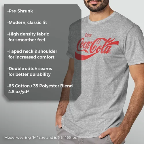 Vista 5 de Coca-Cola Camiseta de manga corta Eighties Coke para hombre Athletic Heather