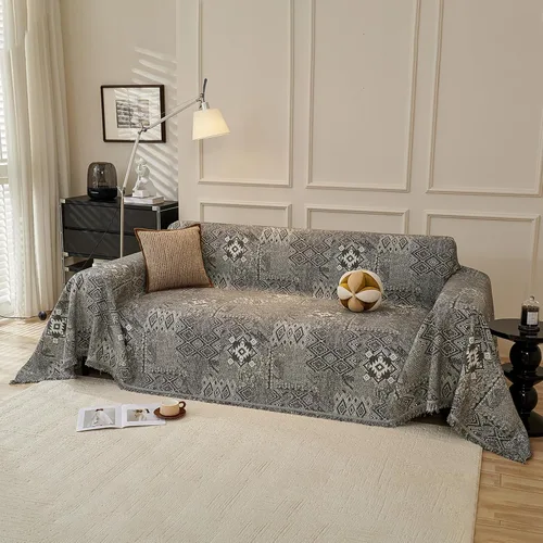 Vista 35 de DREAMINGO Funda de Sofá de Chenilla Beige Bohemia Geométrica Jacquard para Sofá de 3 Cojines Antideslizante Seccional Forma de L para Perros