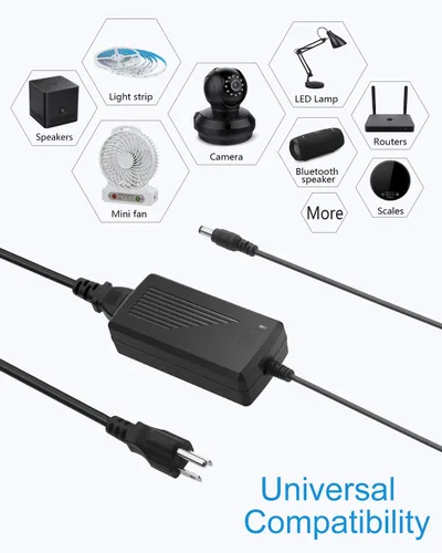 Vista 6 de ALITOVE Fuente de alimentación de 12 V, 5 A, 12 voltios, CC, 60 W, adaptador de corriente de 100 ~ 240 V CA a CC 12 V, convertidor de 5 amperios 4A