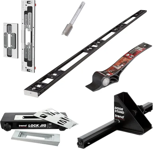 Vista 20 de Kit de Instalación de Puerta Trend, Incluye Plantilla Ajustable AnyDoor Jig (2'6"–9'), Elevador Operado con el Pie, Soporte y Broca de Router