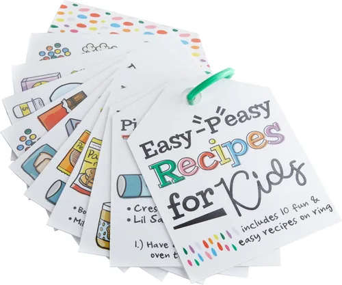 Vista 3 de C.R. Gibson Kids Games - Juego de actividades de cocina Little Chef para niños pequeños y preescolares, 10 unidades, anillo de tarjetas de recetas