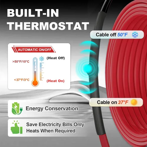 Vista 4 de MAXKOSKO Cable calefactor para tubería de 7 pies para protección contra congelamiento de tuberías de agua, cinta calefactora para tuberías