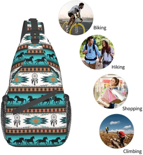 Vista 5 de SUCORONIS Bolso bandolera casual para mujeres y hombres, bolso de pecho cruzado, mochila ligera para viajes, senderismo, mochila, Estampado