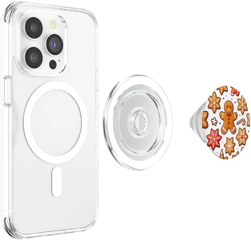 Vista 4 de Luces de árboles de Navidad, pan de jengibre, copo de nieve, amantes de las galletas, PopSockets MagSafe PopGrip para iPhone