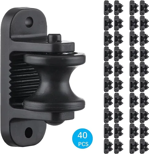 Vista 7 de QMARK Paquete de 40 aisladores eléctricos de rodillo de poste de madera, aisladores de esquina, color negro