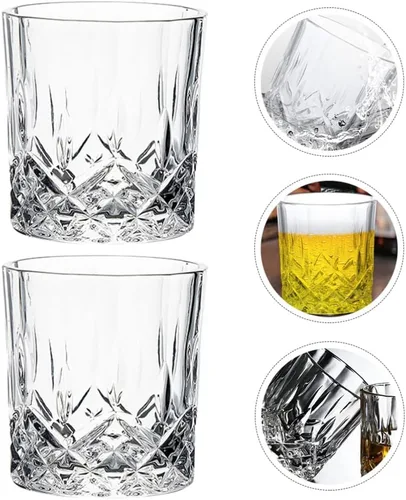 Vista 4 de UPKOCH Juego de vasos de whisky de cristal: 4 vasos de whisky vintage, vasos de whisky, vasos de cristal, copas de cóctel para bar