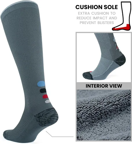 Vista 17 de GoWith Compression Socks for Men & Women, Cushioned 20-30 mmHg Graduated Compression Running Socks, Athletic Knee High Socks