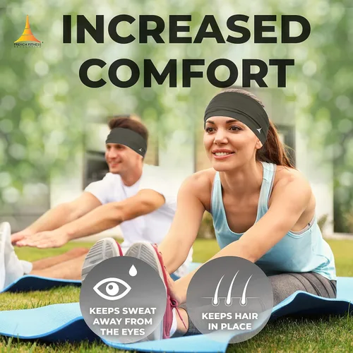 Vista 3 de French Fitness Revolution - Diadema deportiva elástica para hombres y mujeres - Banda para el sudor para chicos para correr, ciclismo, baloncesto