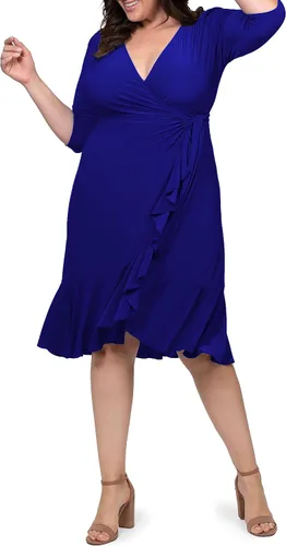 Vista 4 de Kiyonna Vestido cruzado caprichoso para mujer de talla grande