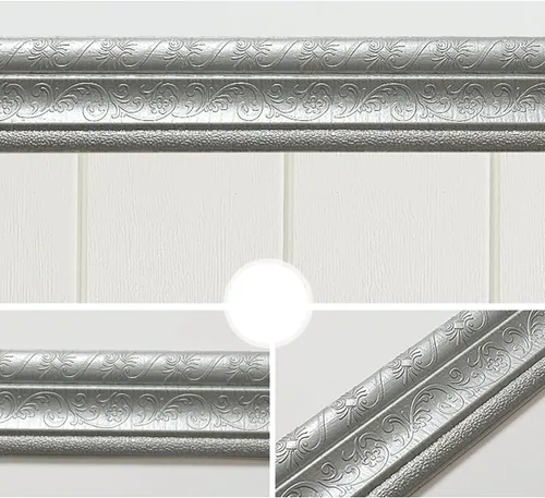 Vista 6 de Moldura flexible autoadhesiva de 90 x 3 pulgadas, líneas de pared decorativas adhesivas 3D, líneas de borde para el hogar, oficina, hotel Gris