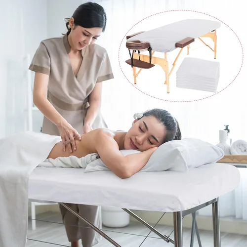 Vista 5 de VitalCozy 100 sábanas desechables ajustables para mesa de masaje de 39 x 83 pulgadas, gigantes, resistentes, elásticas, desechables, sábanas de cama