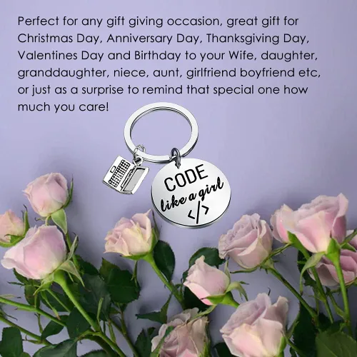 Vista 6 de TIIMG Code Like A Girl Llavero Coder Mujer Coder Llavero Coder Regalo Programador Regalo Joyería CSS Regalo