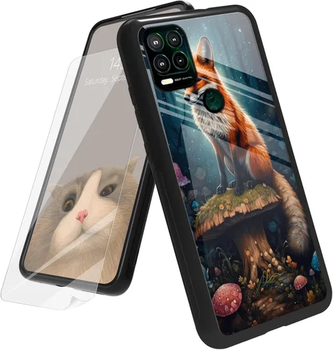 Vista 76 de Funda para Motorola Moto G Play 4G 2024 con protector de pantalla, parte trasera de vidrio templado + funda de silicona suave TPU absorción
