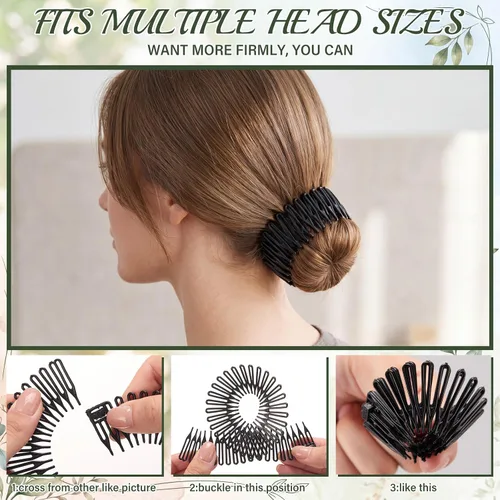 Vista 4 de Shappy 9 piezas de peine elástico circular completo de plástico flexible peine de círculo elástico diadema para el cabello para mujeres y niñas