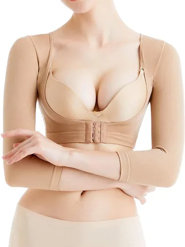 Vista 8 de KSKshape Faja moldeadora de brazos para mujer, mangas de compresión posquirúrgicas, adelgazantes, corrector de postura, fajas moldeadoras beige