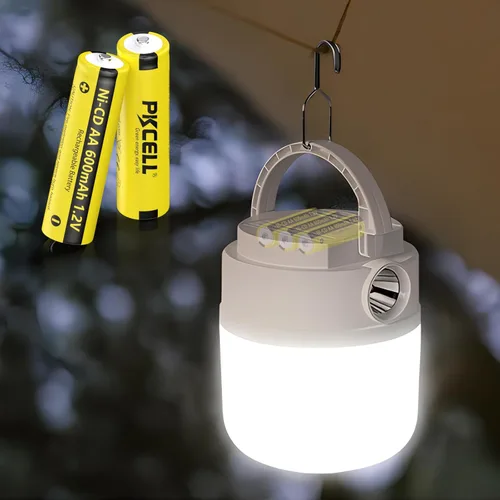 Vista 4 de PKCELL - Paquete de 4 pilas recargables AA 1.2V 600mAh NICD para luces solares