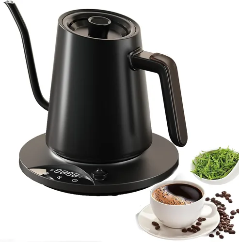 Vista 8 de Hervidor eléctrico de cuello de cisne con control de temperatura de precisión de ± 1 ℉ para café y té de goteo, hervido rápido, acero inoxidable