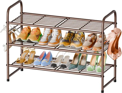 Vista 8 de SUFAUY - Estante para zapatos apilable de 2 niveles, zapatero para entrada, con gran capacidad, organizador de calzado para dormitorio, rejilla