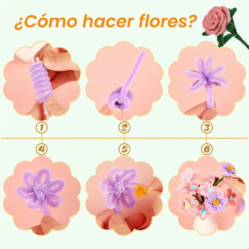 Vista 5 de ZXIIXZ Limpiapipas, 100 limpiadores de tuberías verdes a granel para hacer flores