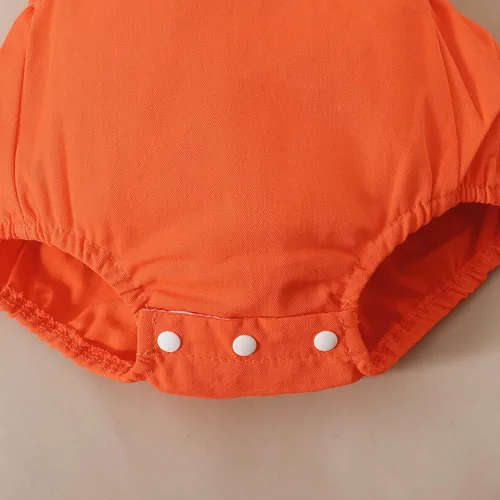 Vista 6 de Trajes de Halloween para niña recién nacida, sudadera de manga larga, color liso, overoles con peto, overoles de fantasma, diadema con lazo, ropa