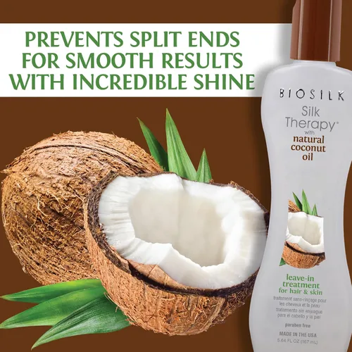 Vista 3 de Biosilk Terapia de Seda con Aceite de Coco Natural Tratamiento Sin Enjuague, Ayuda a Controlar el Encrespamiento y los Cabellos Sueltos, Sin