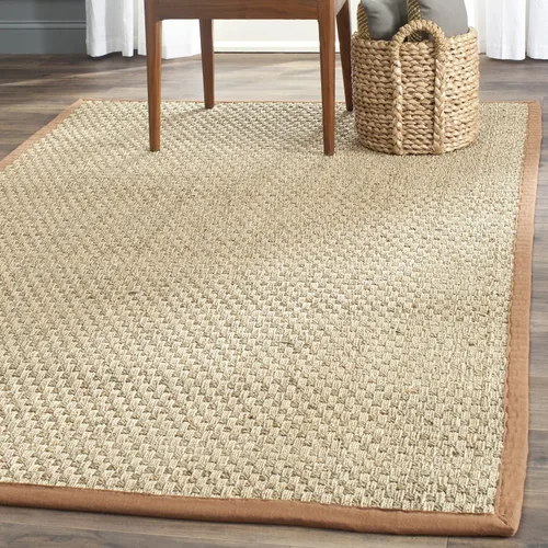 Vista 98 de SAFAVIEH Natural Fiber Collection NF114A - Alfombra de pasillo de hierba marina con patrón de tejido de cesta y borde, de 2 pies 6 pulgadas x 16