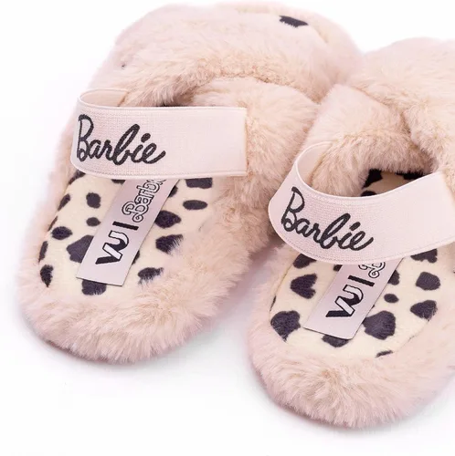 Vista 5 de Barbie Pantuflas para niñas, muñeca para niños, con correa cruzada, deslizadores para casa