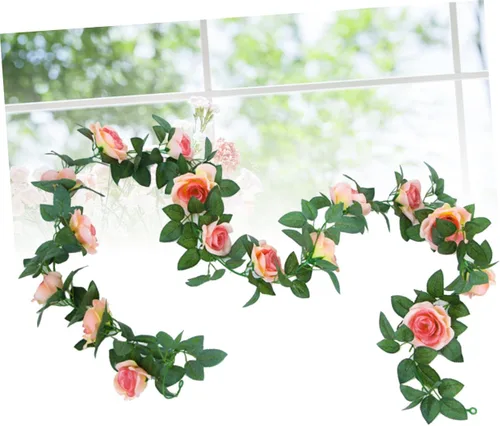 Vista 5 de IMIKEYA Guirnaldas florales para decoración de vid, guirnalda de rosas para guirnalda de rosas, guirnalda de rosas, flores de vid floral, plantas